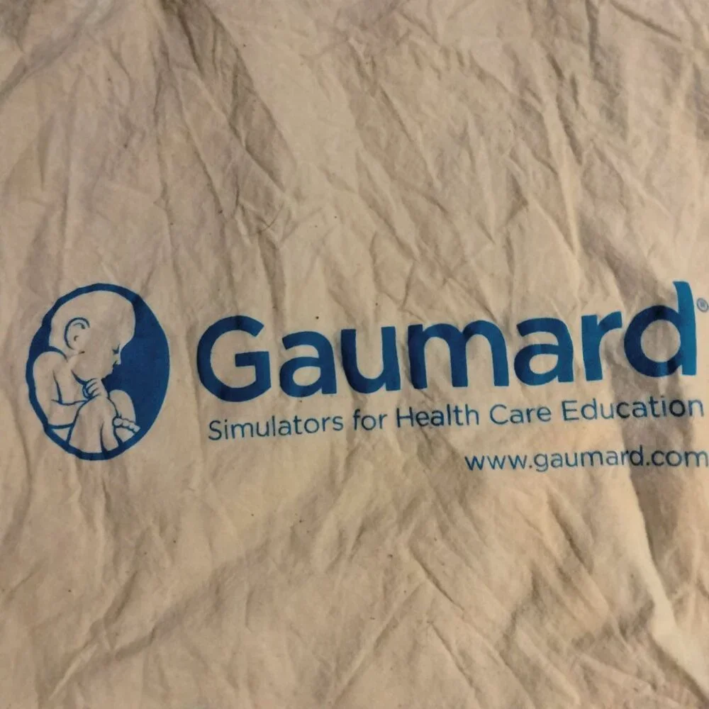 Gaumard Canvas Tote Bag  Beige Blue Fetus Logo